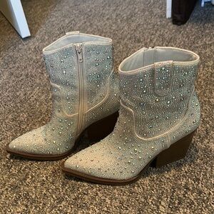 Rhinestone Embellished Ankle Boots
